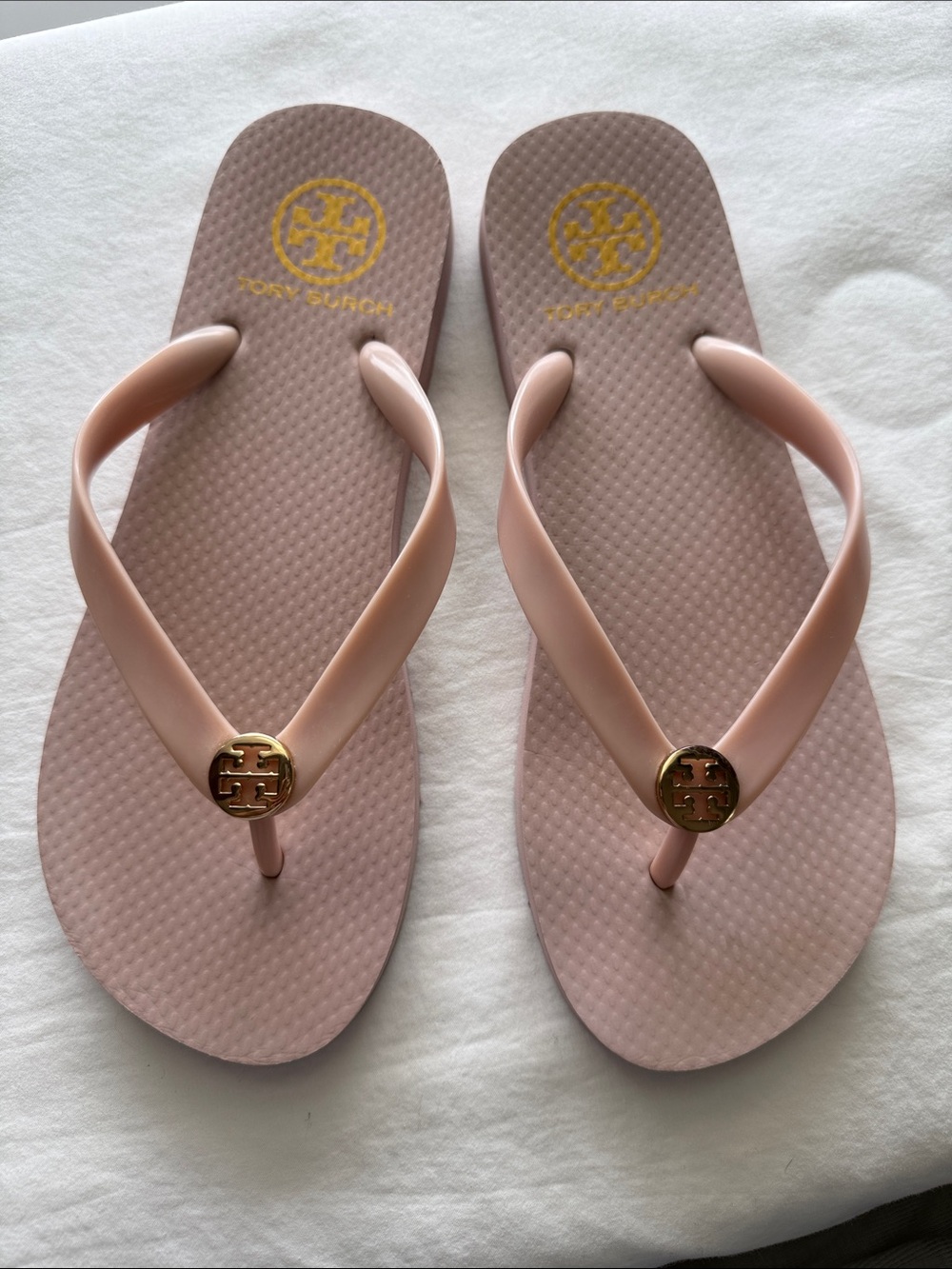 Tory Burch Blush Pink Logo Flip Flop Sandals Sz 7.5